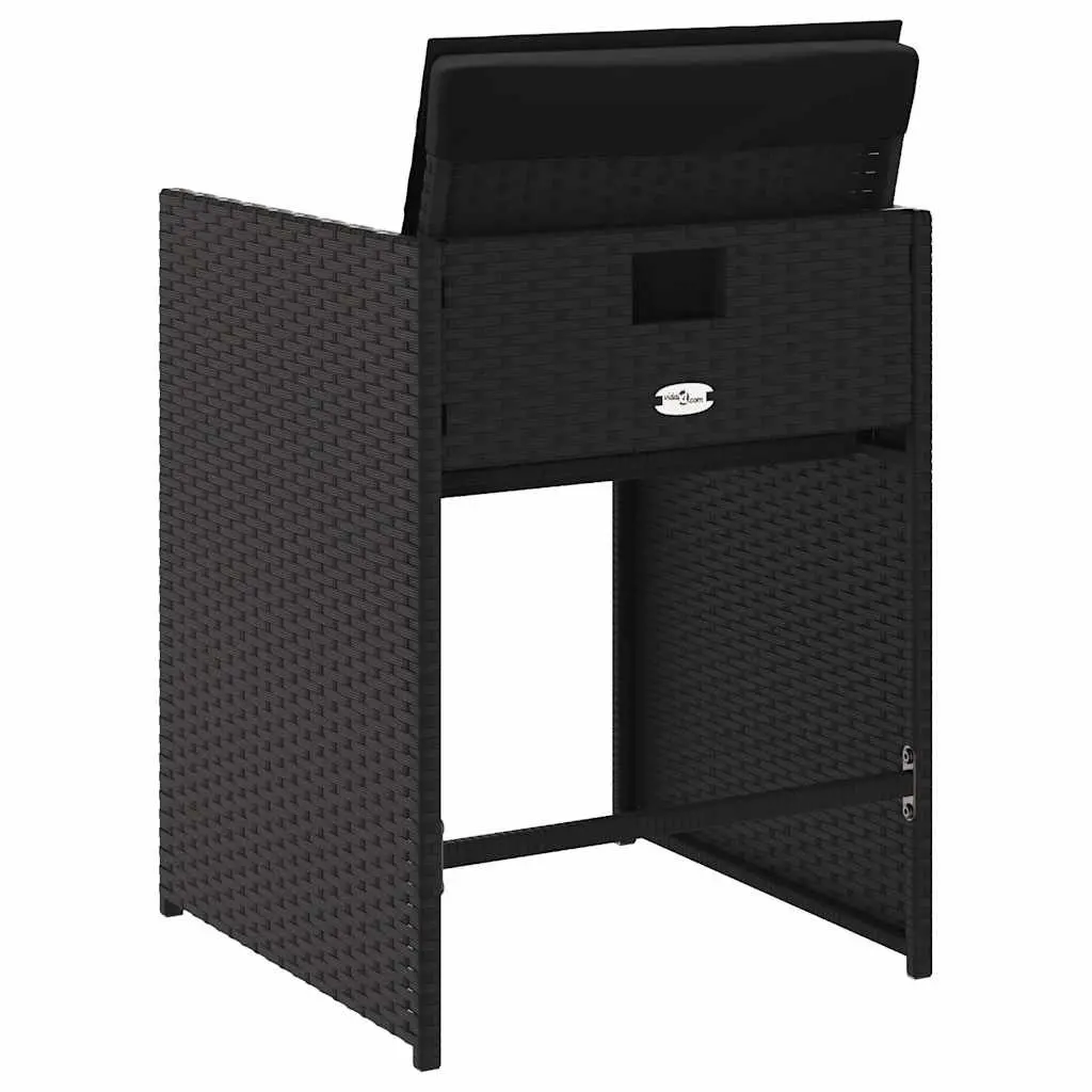 Outdoor Garden Chairs Set 4 Pieces Black Poly Rattan for Patio Use