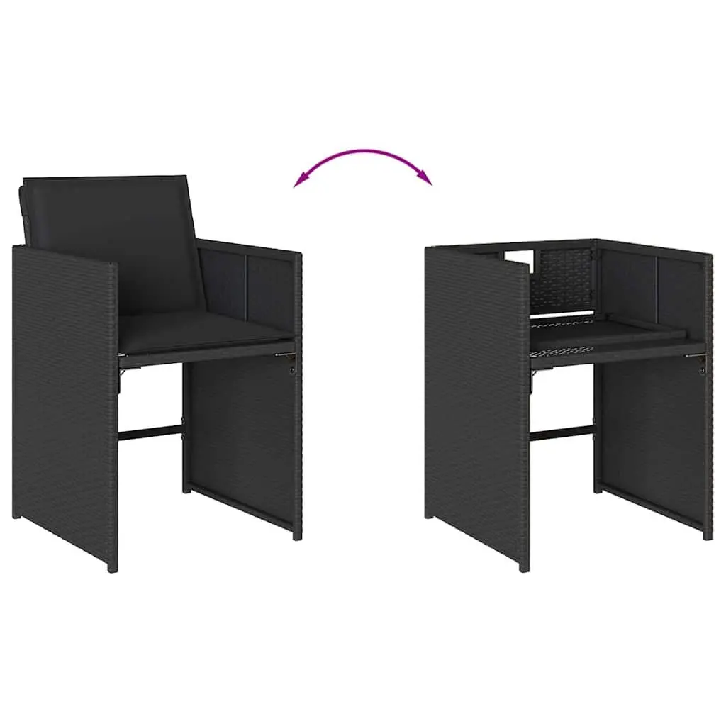 Outdoor Garden Chairs Set 4 Pieces Black Poly Rattan for Patio Use
