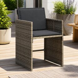 Outdoor Garden Chairs 4 Piece Set Grey Poly Rattan with Padded Cushions Folding
