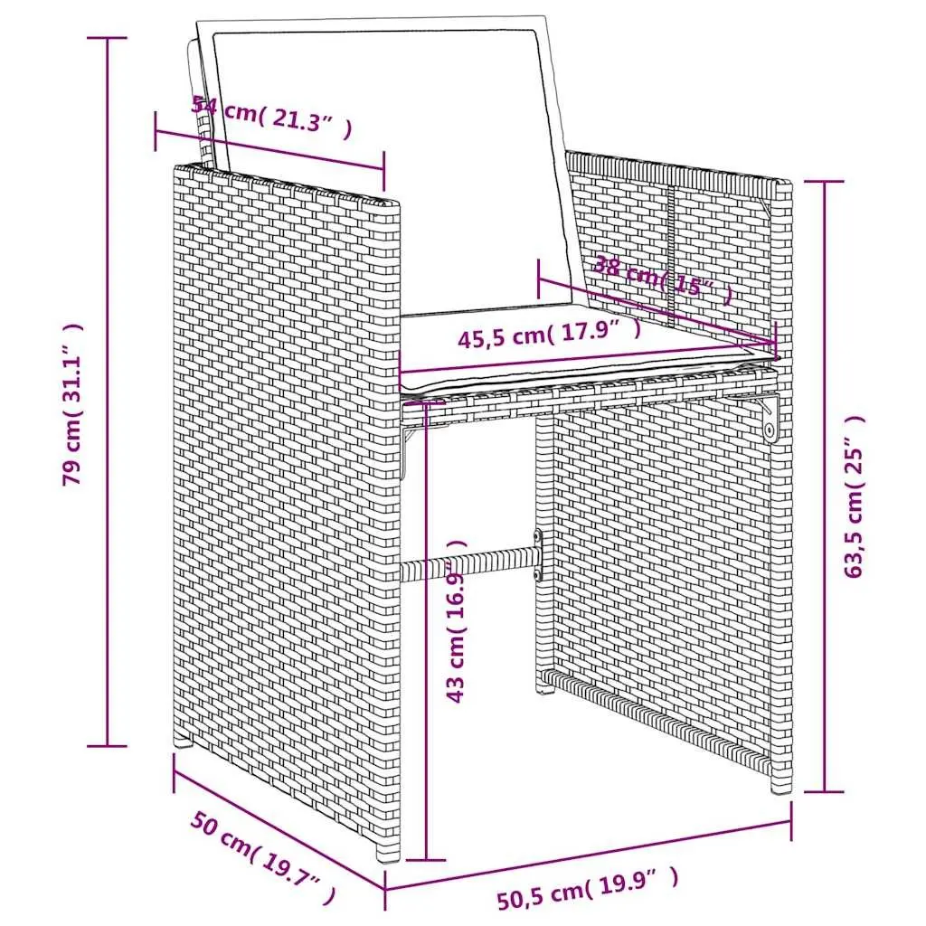 Outdoor Garden Chairs 4 Piece Set Grey Poly Rattan with Padded Cushions