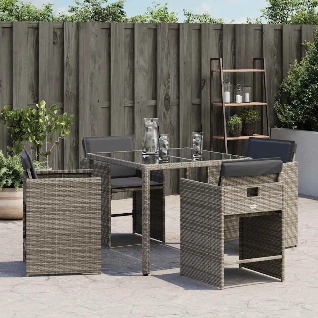 Outdoor Garden Chairs 4 Piece Set Grey Poly Rattan with Padded Cushions