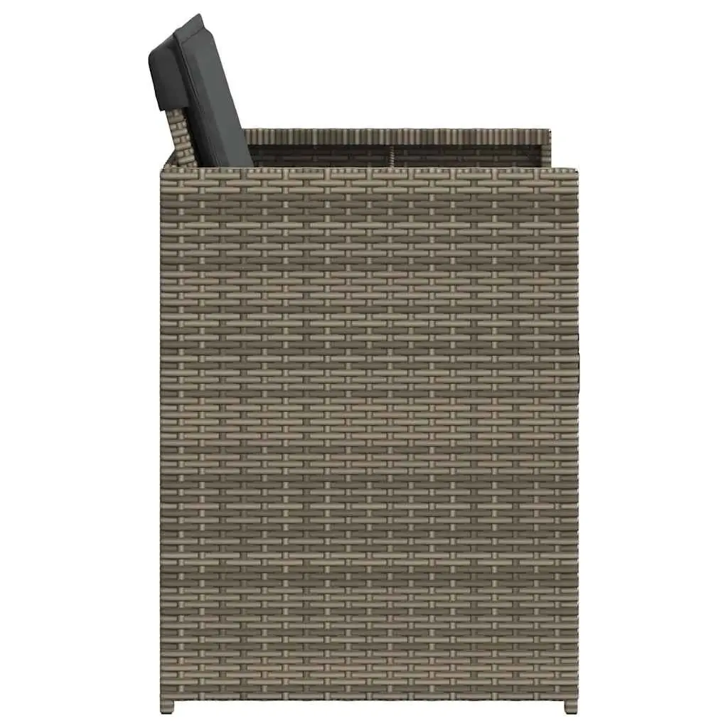 Outdoor Garden Chairs 4 Piece Set Grey Poly Rattan with Padded Cushions