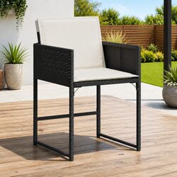 4 pcs Outdoor Garden Chairs Black Poly Rattan with Cushions