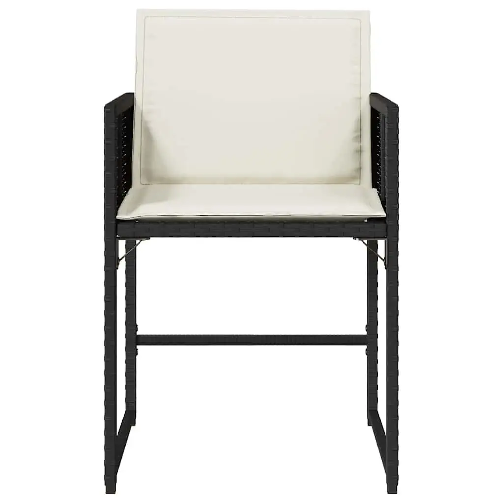 Outdoor Garden Chairs Set of 4 Black Poly Rattan with Cushions