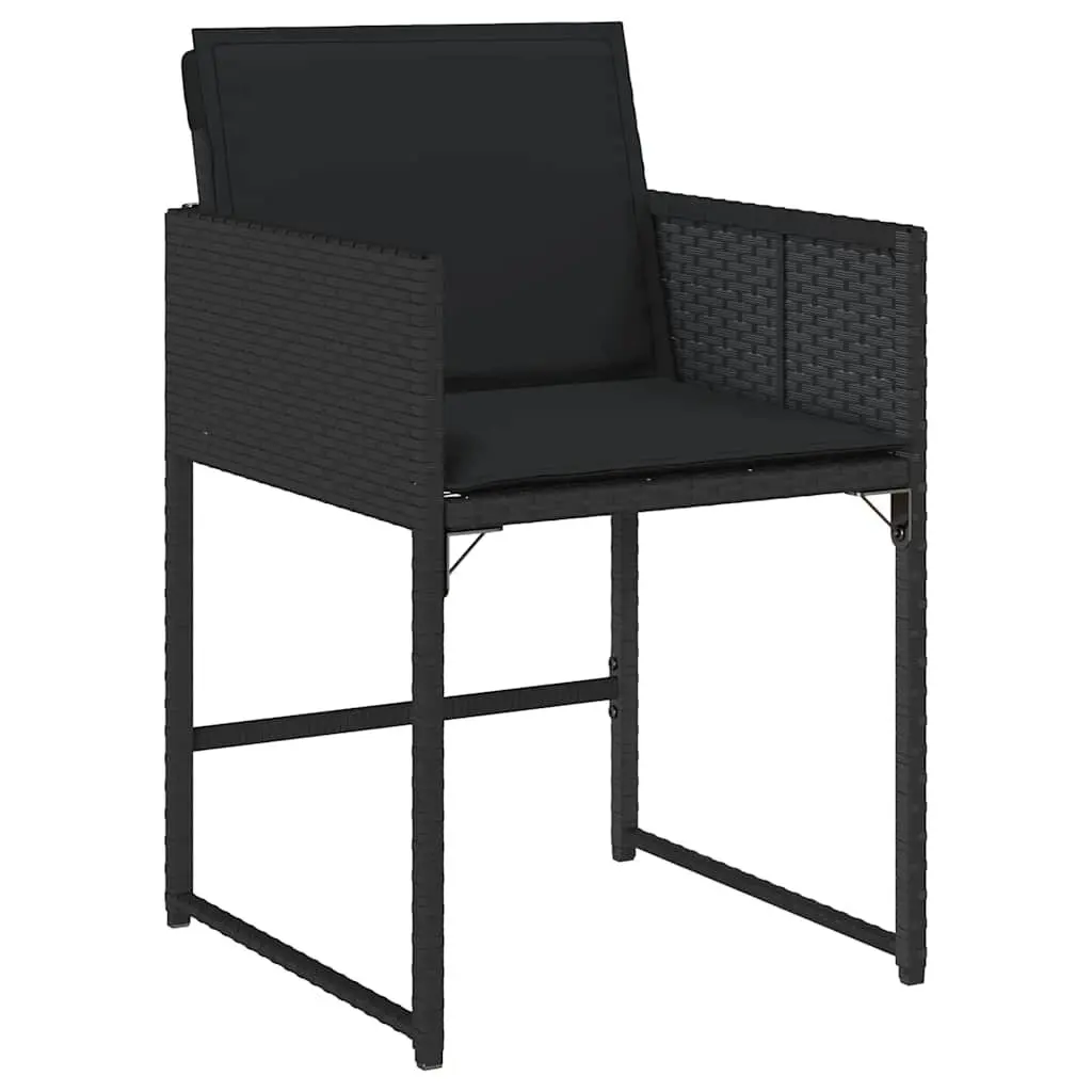 Outdoor Garden Chairs Set 4 Piece Black Poly Rattan Padded Cushions Seating