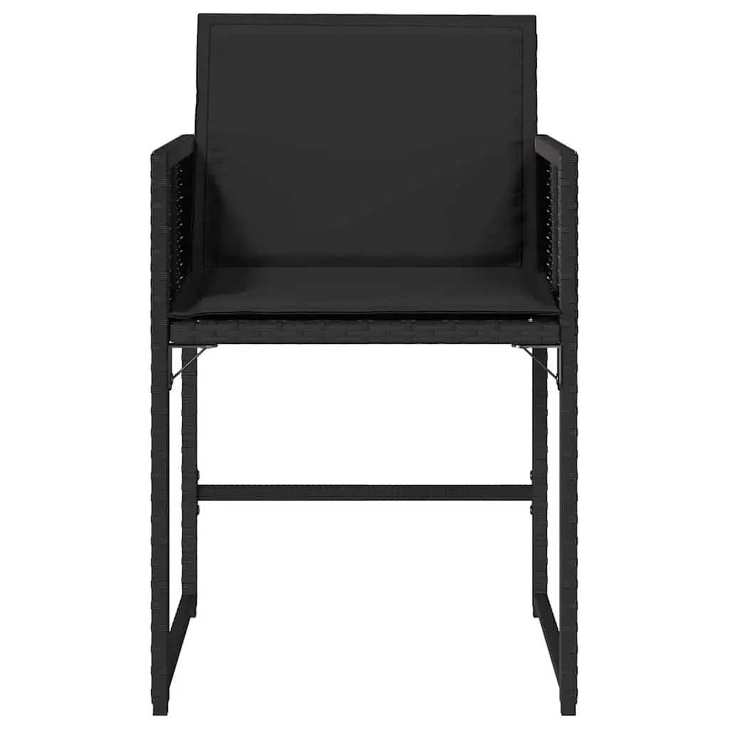Outdoor Garden Chairs Set 4 Piece Black Poly Rattan Padded Cushions Seating