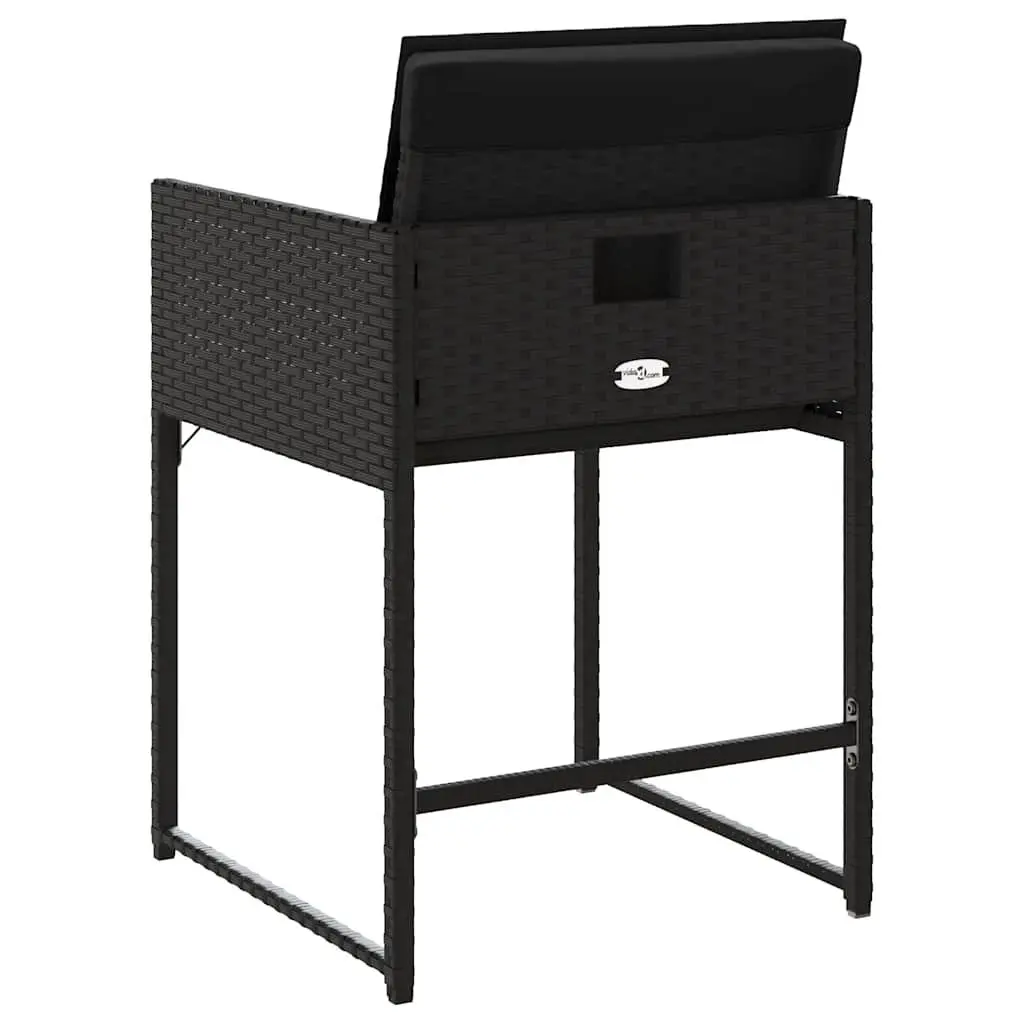 Outdoor Garden Chairs Set 4 Piece Black Poly Rattan Padded Cushions Seating