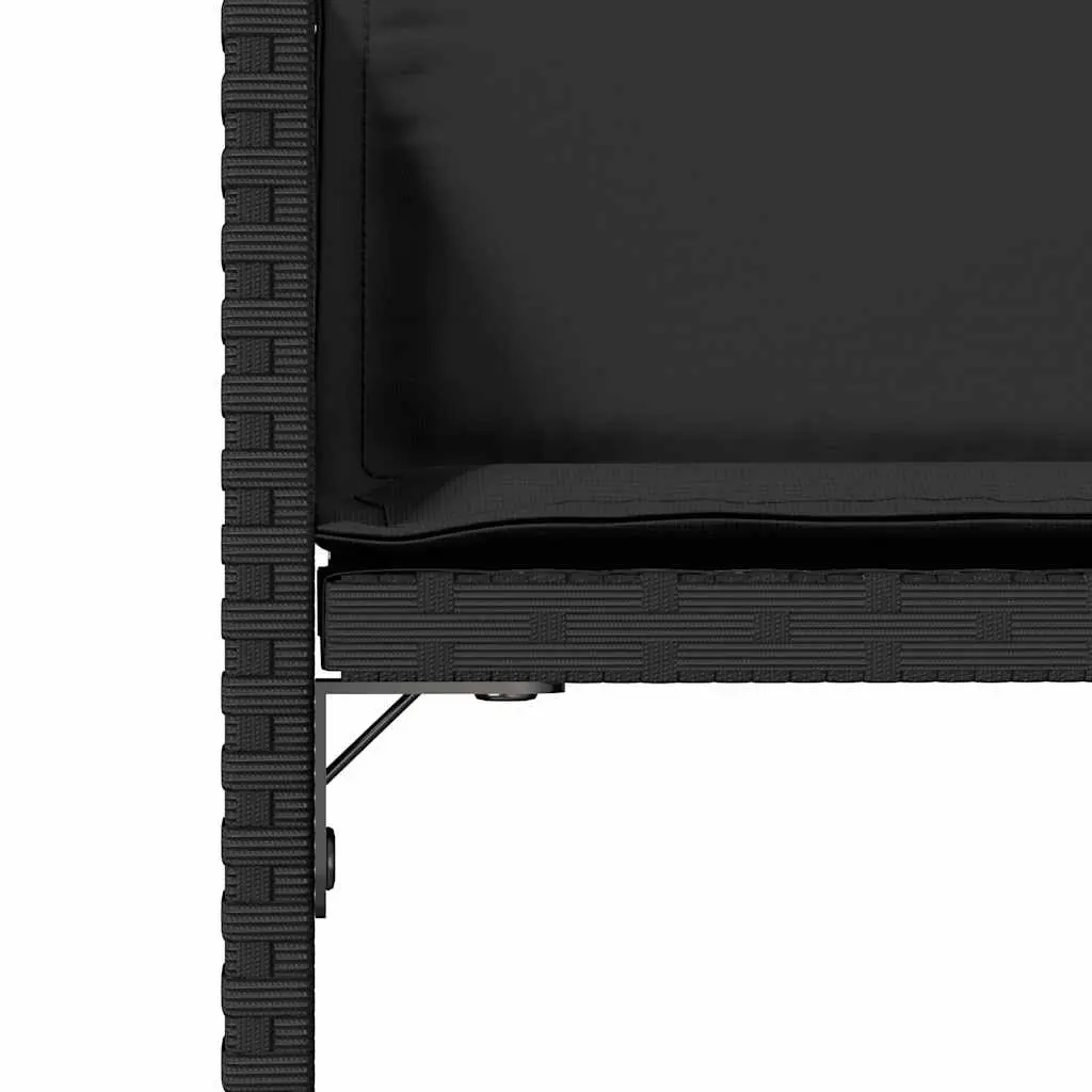 Outdoor Garden Chairs Set 4 Piece Black Poly Rattan Padded Cushions Seating