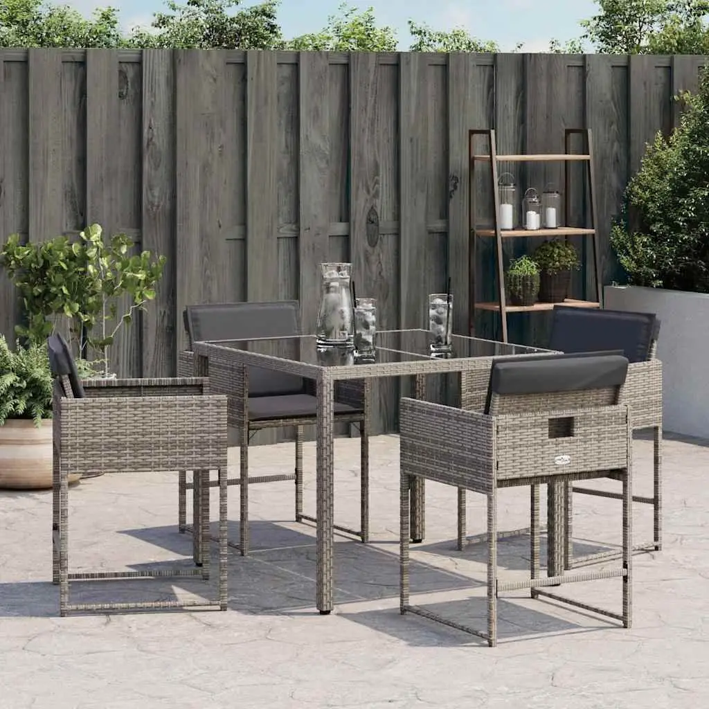 Outdoor Garden Chairs Set 4 Piece Grey Poly Rattan with Padded Cushions