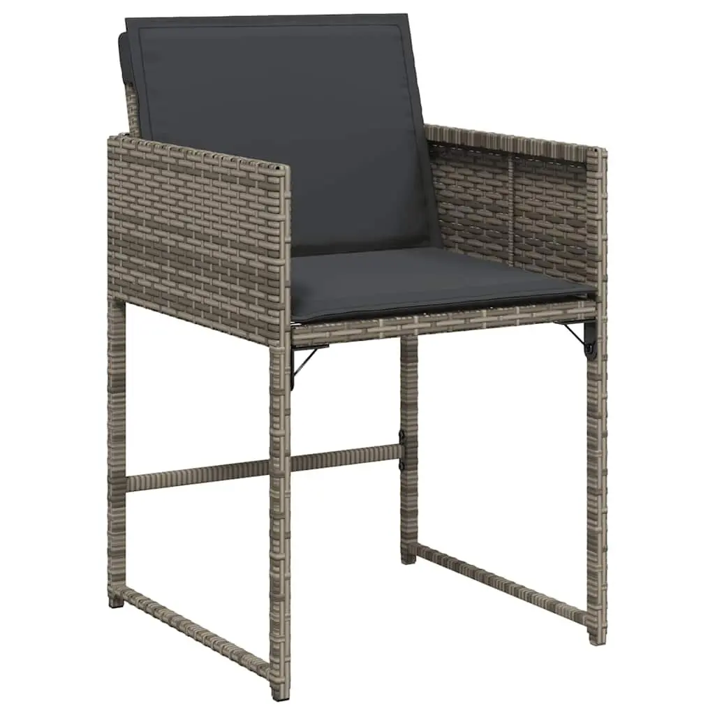 Outdoor Garden Chairs Set 4 Piece Grey Poly Rattan with Padded Cushions