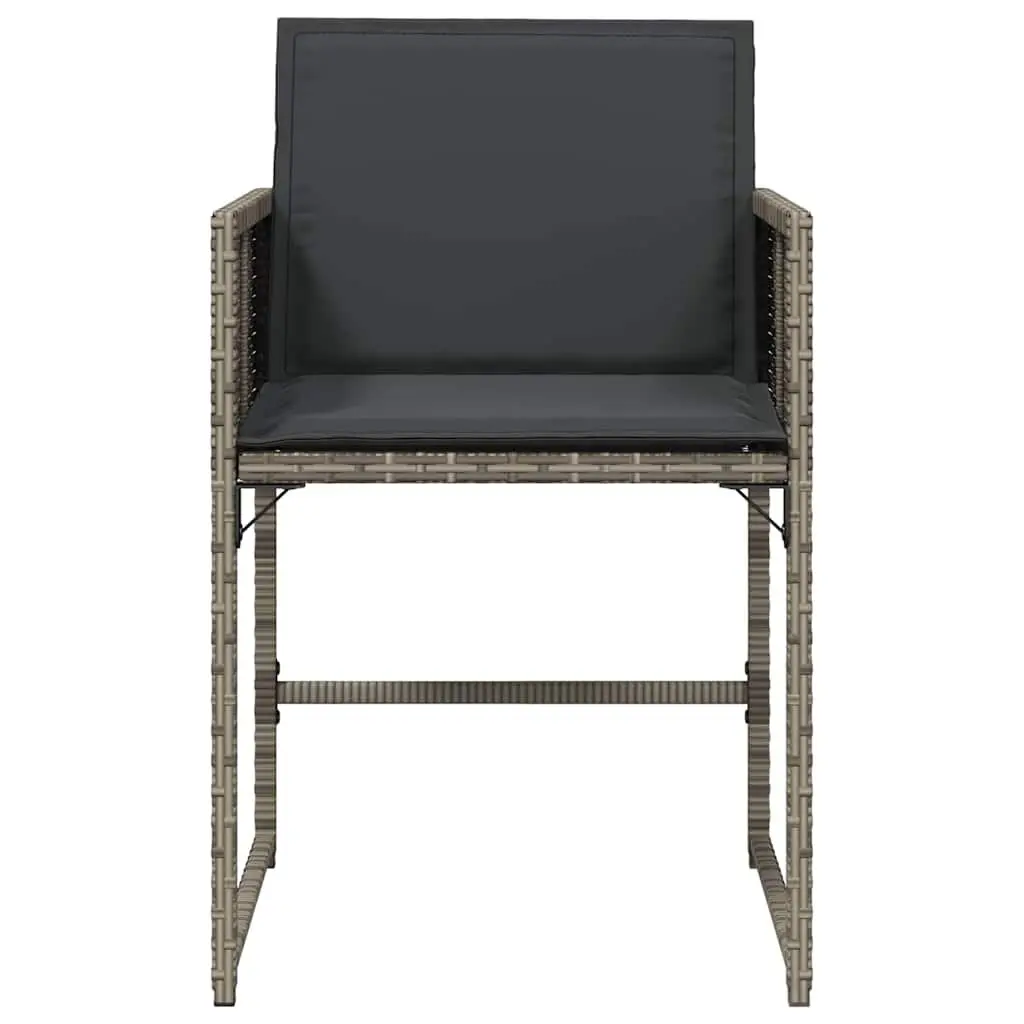 Outdoor Garden Chairs Set 4 Piece Grey Poly Rattan with Padded Cushions