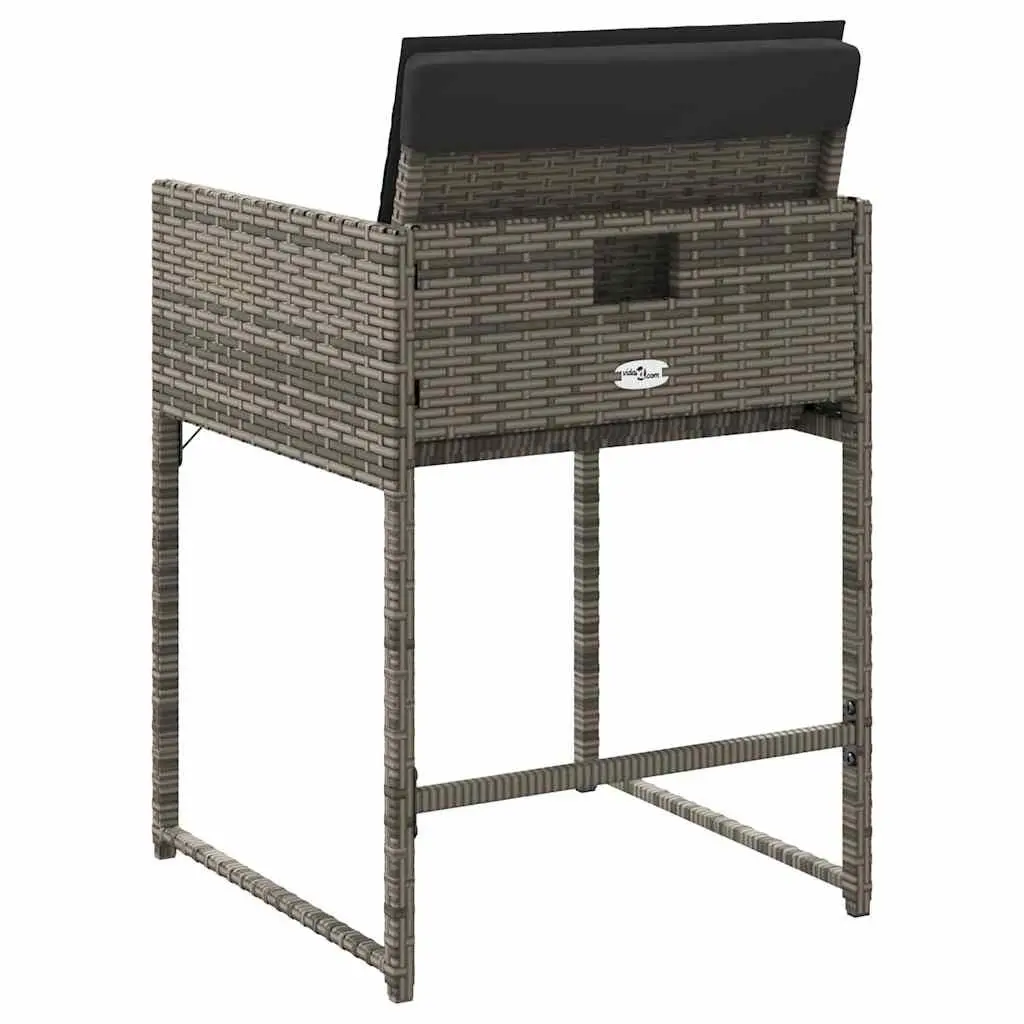 Outdoor Garden Chairs Set 4 Piece Grey Poly Rattan with Padded Cushions
