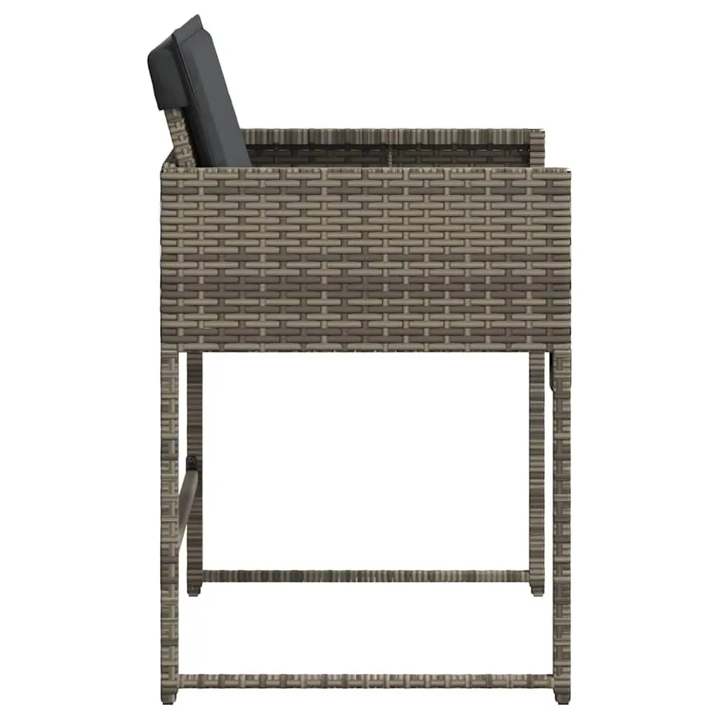 Outdoor Garden Chairs Set 4 Piece Grey Poly Rattan with Padded Cushions