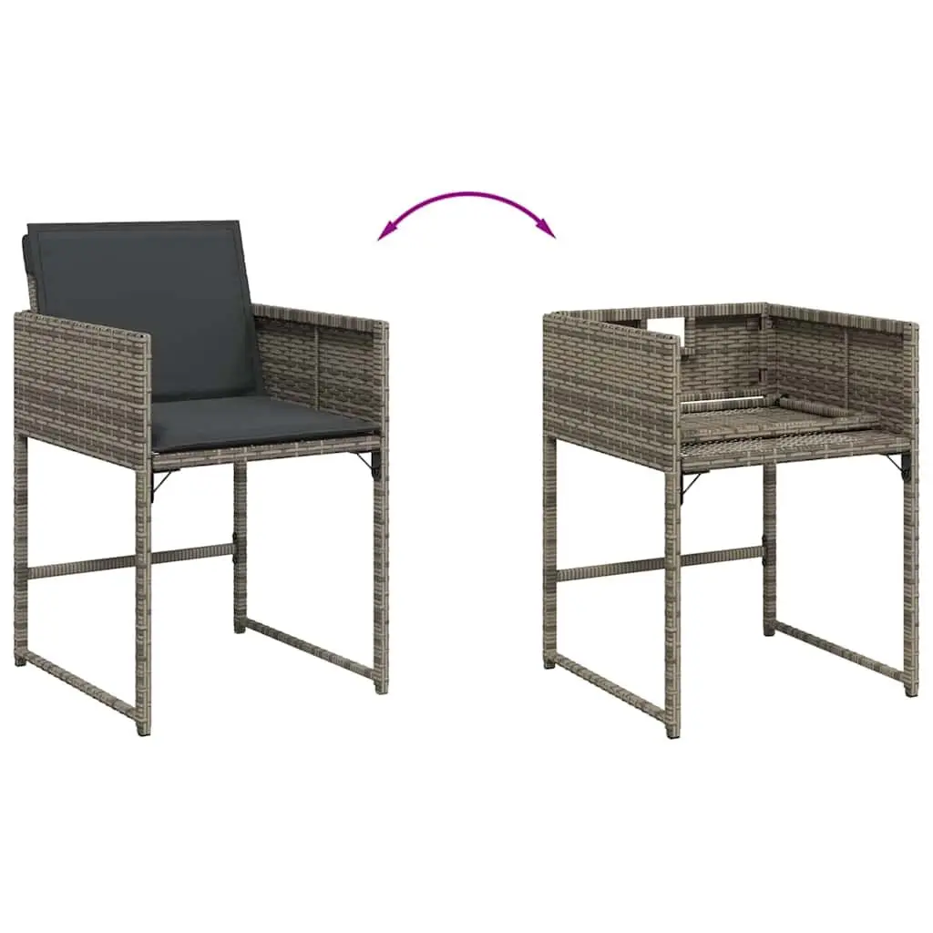 Outdoor Garden Chairs Set 4 Piece Grey Poly Rattan with Padded Cushions
