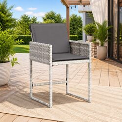 4-Piece Outdoor Garden Chair Set with Grey Cushions