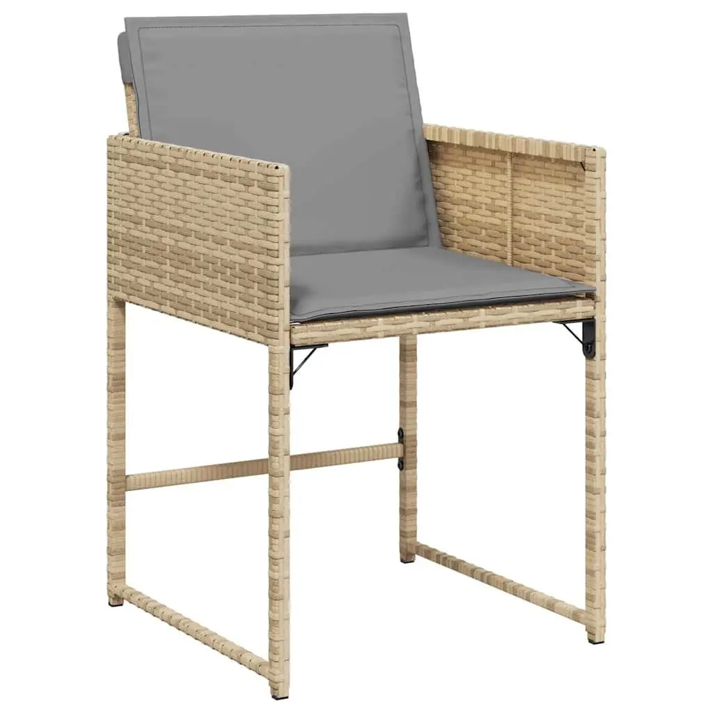 Garden Chairs Set of 4 Beige with Cushions and Steel Frame