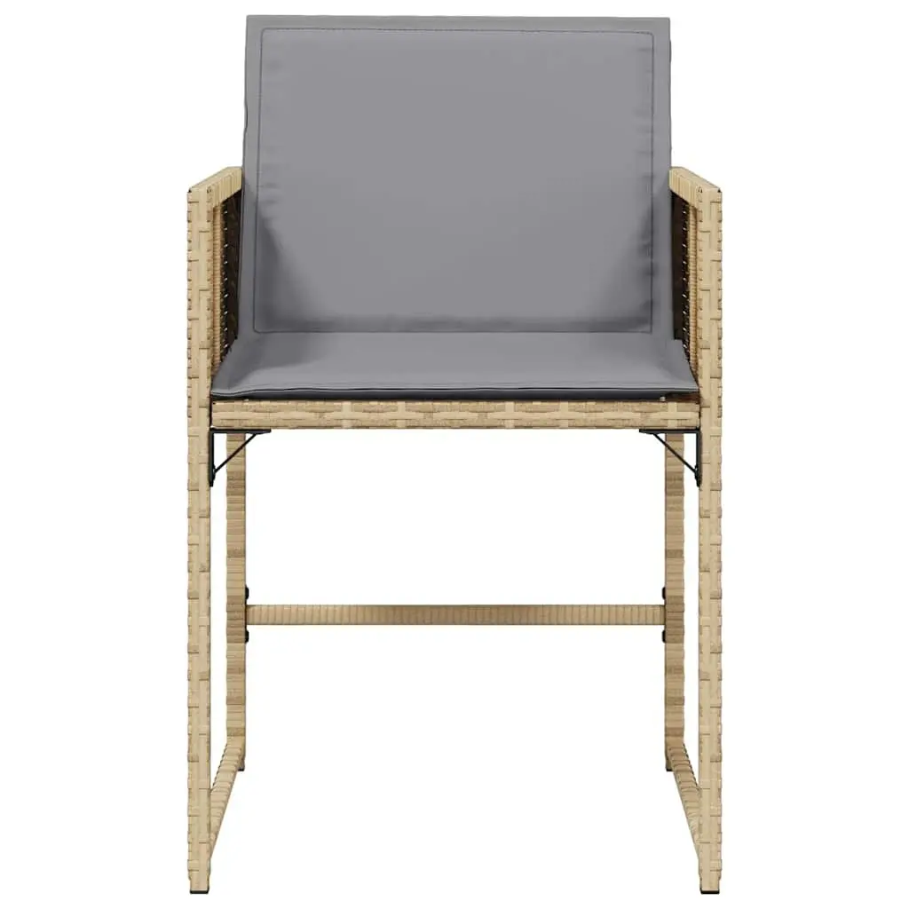 Garden Chairs Set of 4 Beige with Cushions and Steel Frame