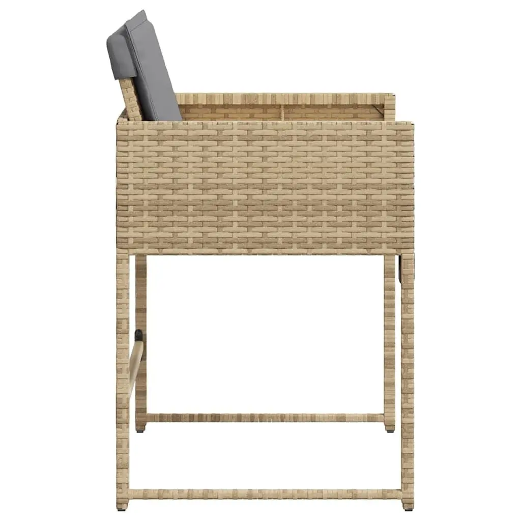 Garden Chairs Set of 4 Beige with Cushions and Steel Frame