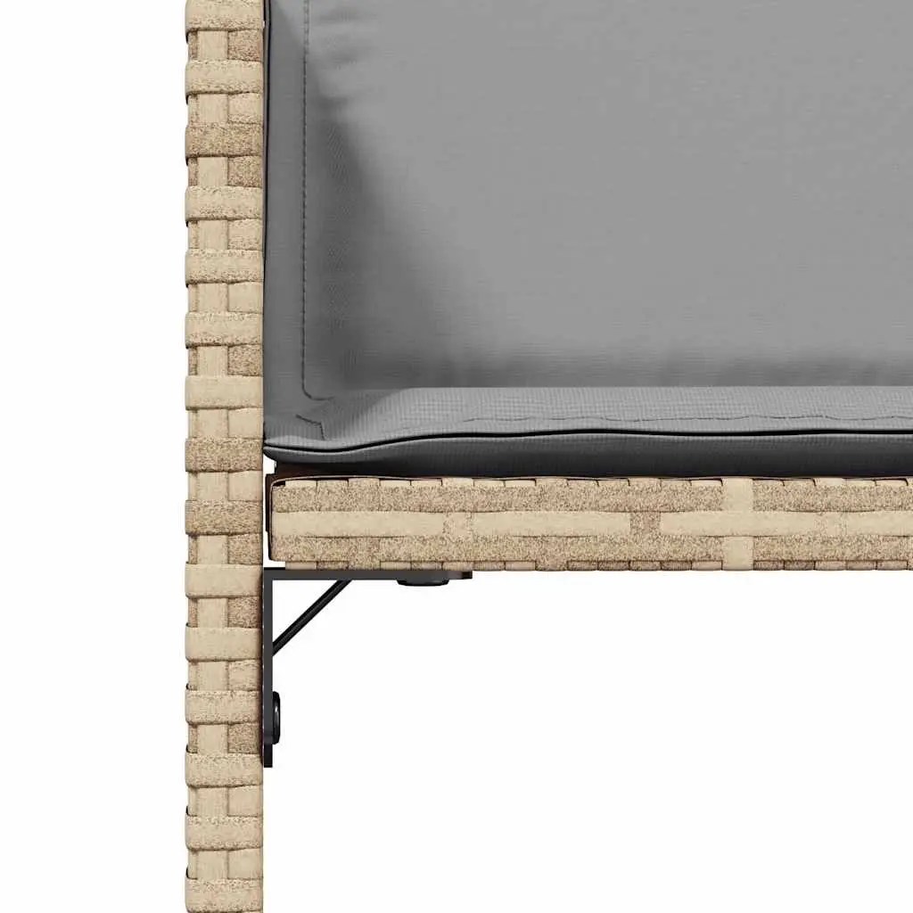 Garden Chairs Set of 4 Beige with Cushions and Steel Frame