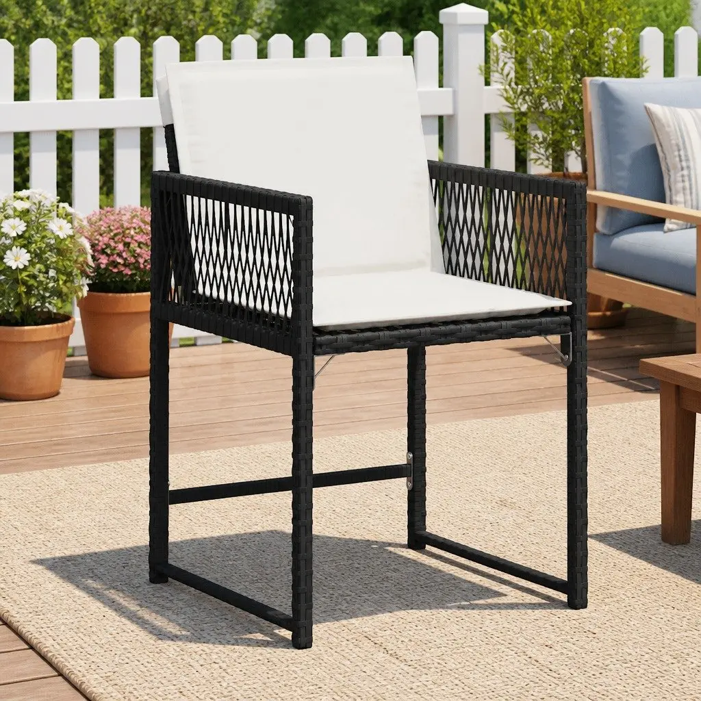 Black Poly Rattan Garden Chairs Set of 4