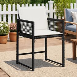 Durable Black Poly Rattan Garden Chairs Set of 4