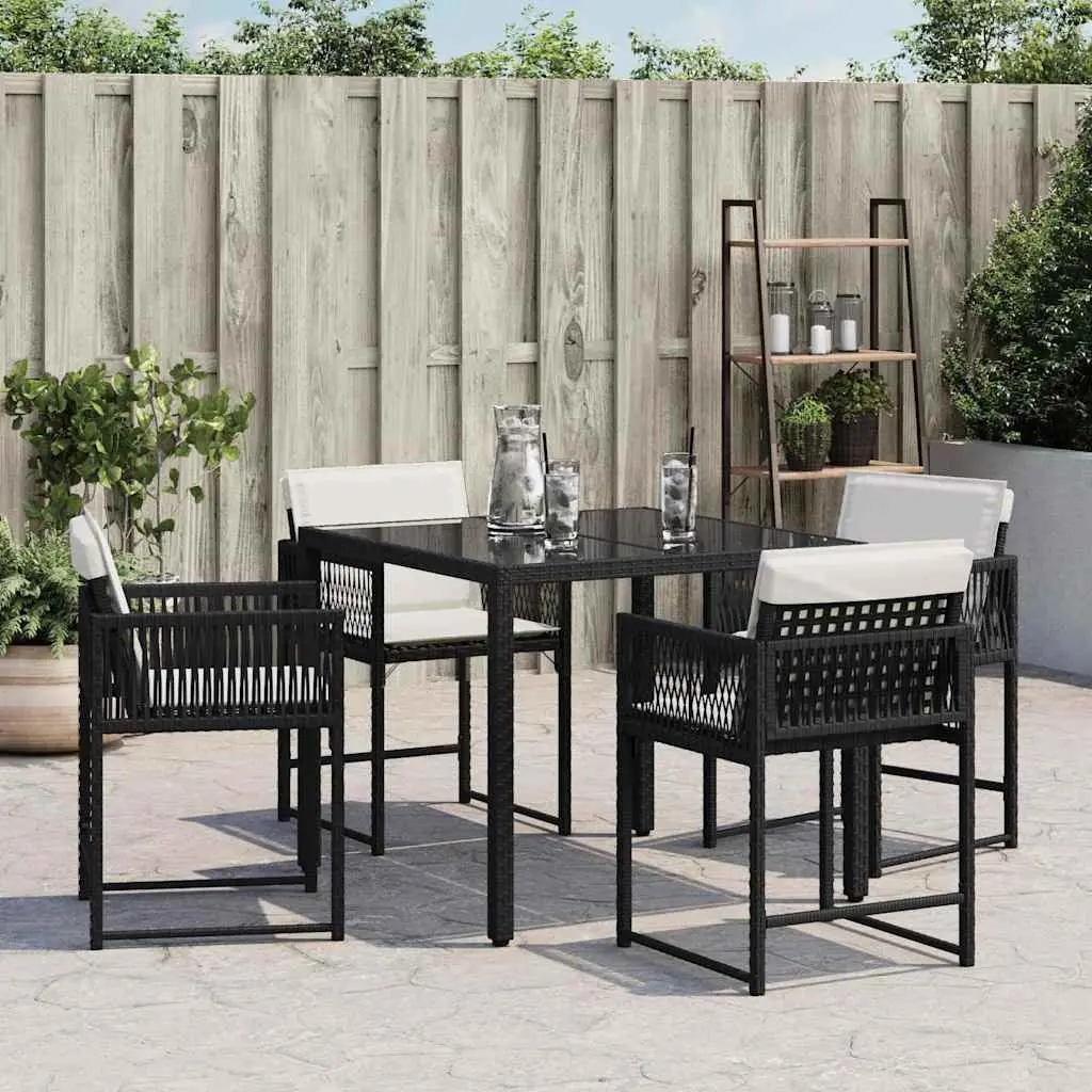 Black Poly Rattan Garden Chairs Set of 4