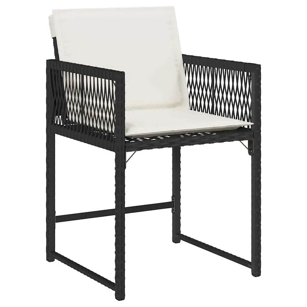 Black Poly Rattan Garden Chairs Set of 4
