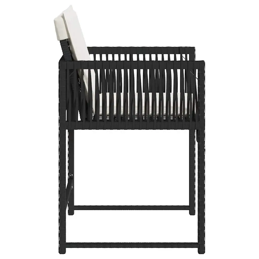 Black Poly Rattan Garden Chairs Set of 4