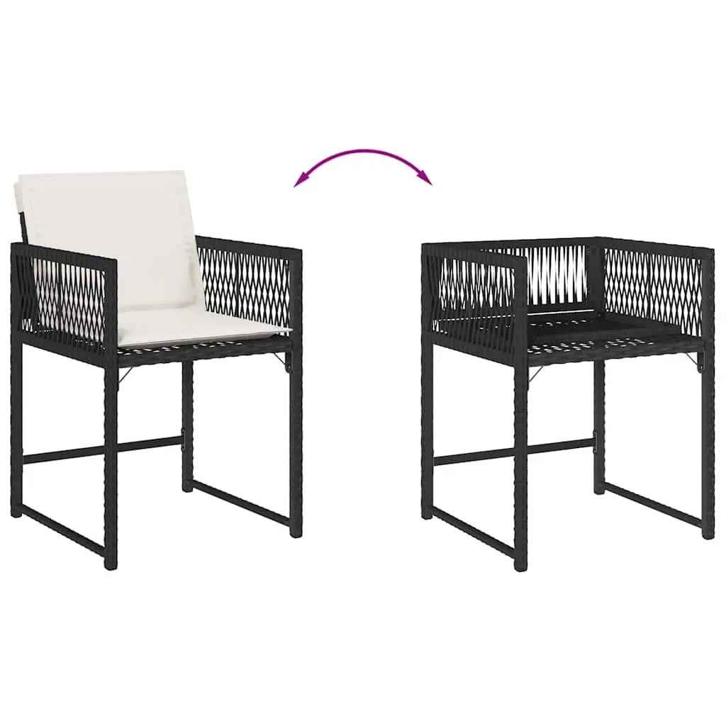 Black Poly Rattan Garden Chairs Set of 4