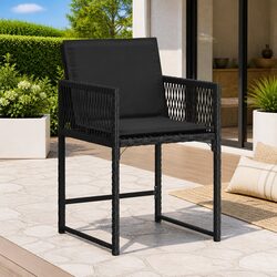 Outdoor Garden Chairs Set of 4 - Black PE Rattan Seating