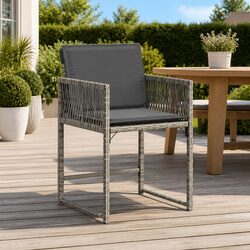 Outdoor Chairs 4 pcs Garden Seating with Cushions Grey Poly Rattan Furniture Set