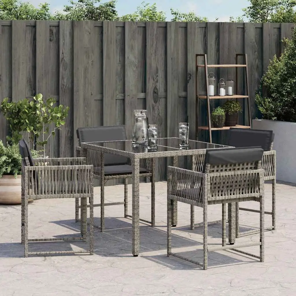 Grey Poly Rattan Outdoor Garden Seating Chairs Set of 4 with Cushions for Comfort