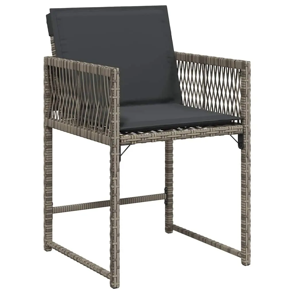 Grey Poly Rattan Outdoor Garden Seating Chairs Set of 4 with Cushions for Comfort