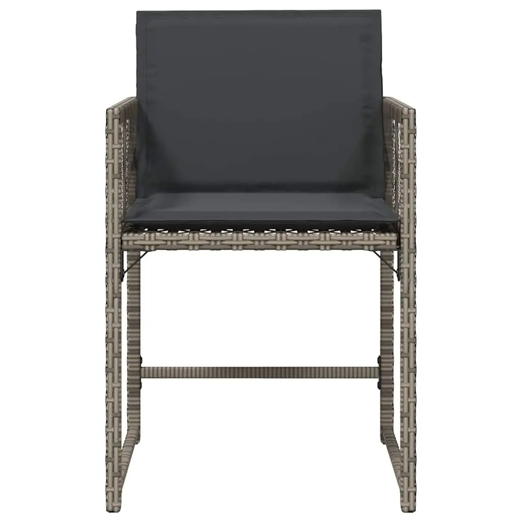 Grey Poly Rattan Outdoor Garden Seating Chairs Set of 4 with Cushions for Comfort