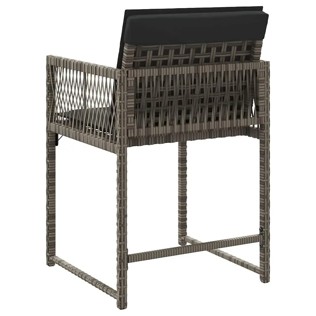 Grey Poly Rattan Outdoor Garden Seating Chairs Set of 4 with Cushions for Comfort