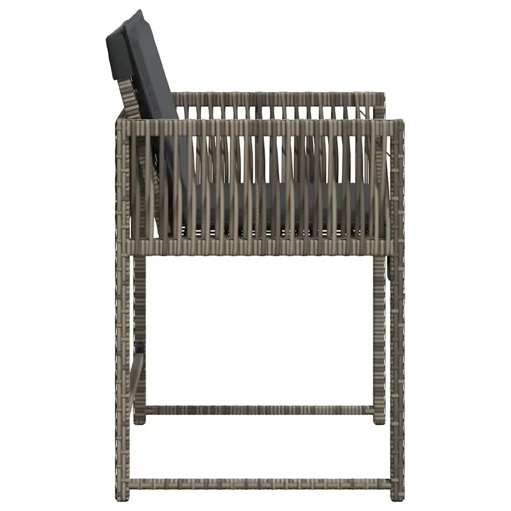 Grey Poly Rattan Outdoor Garden Seating Chairs Set of 4 with Cushions for Comfort