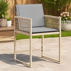 4-Pack Outdoor Chairs with Cushions: Beige Rattan Seating