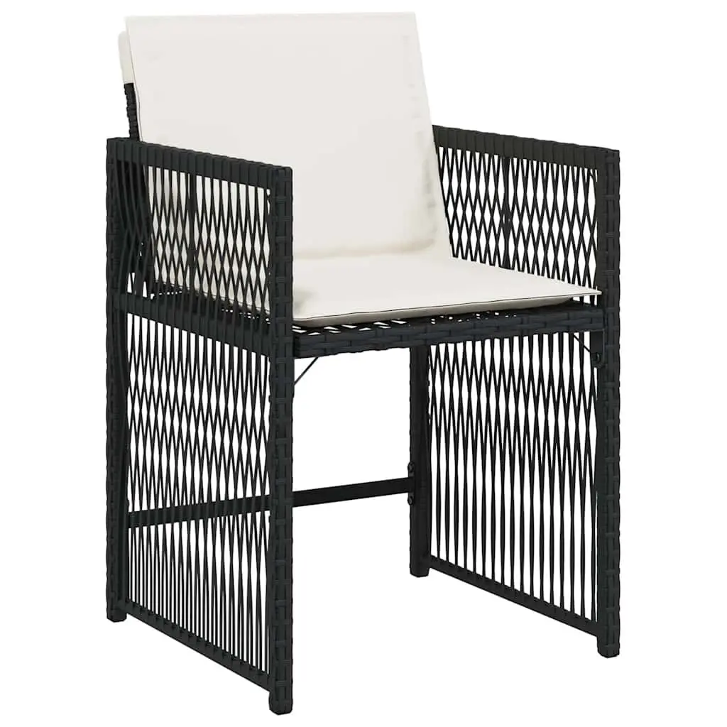 Outdoor Garden Chairs Set 4 Pieces Black Poly Rattan Cushions