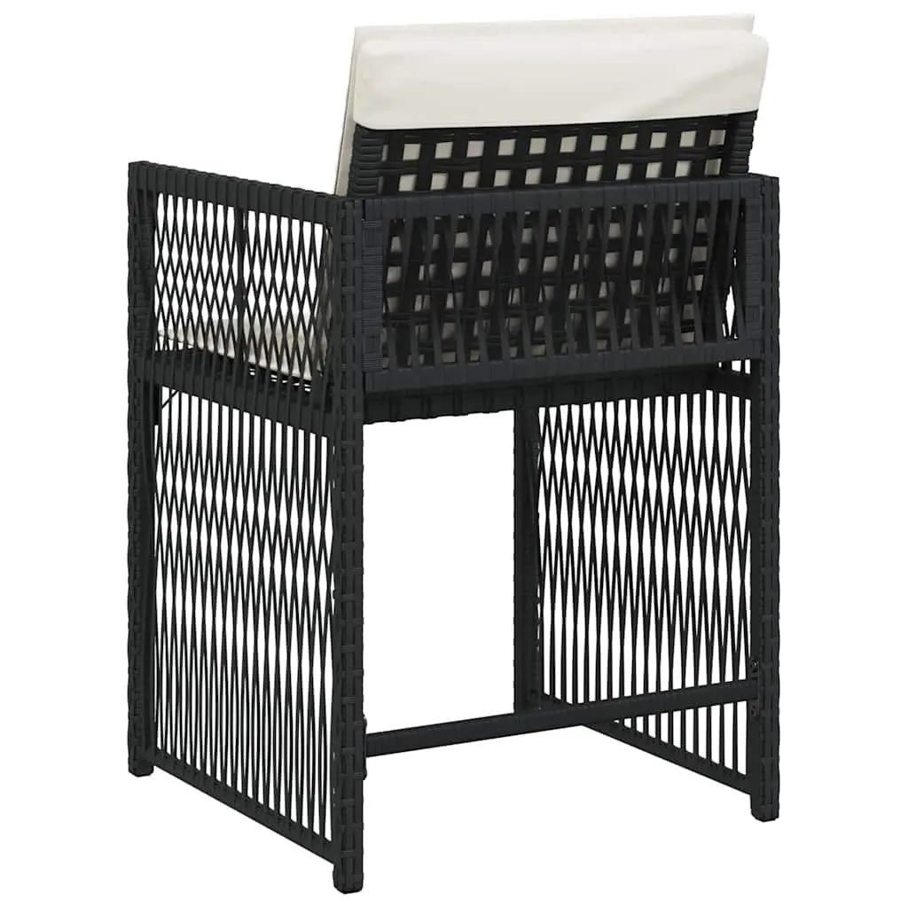 Outdoor Garden Chairs Set 4 Pieces Black Poly Rattan Cushions