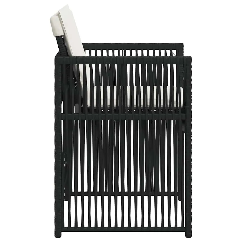 Outdoor Garden Chairs Set 4 Pieces Black Poly Rattan Cushions
