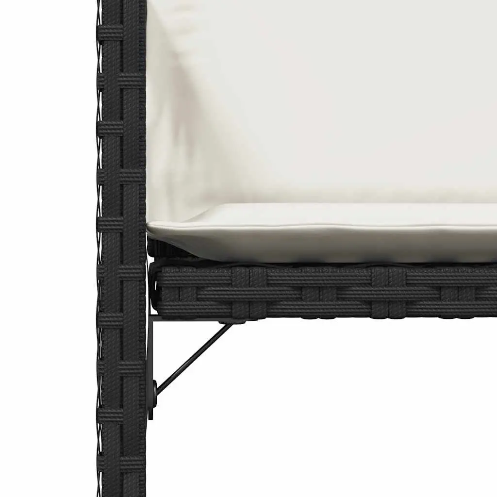 Outdoor Garden Chairs Set 4 Pieces Black Poly Rattan Cushions