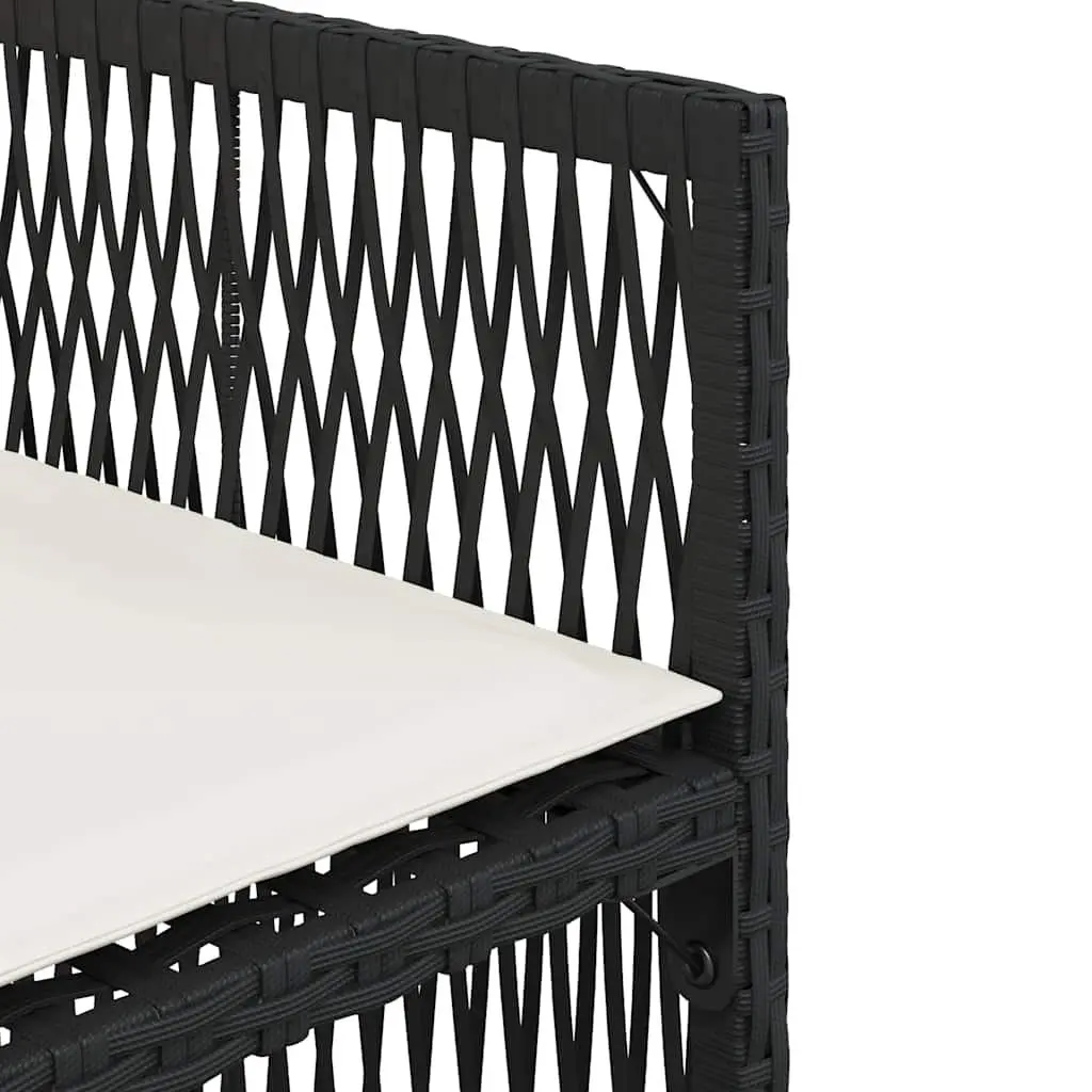 Outdoor Garden Chairs Set 4 Pieces Black Poly Rattan Cushions