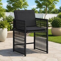 Set of 4 Outdoor Garden Chairs - Black Poly Rattan