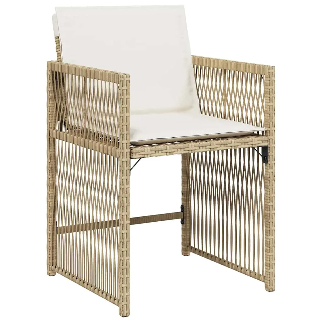 Outdoor Garden Chairs Set 4 Piece Beige Poly Rattan Cushions Patio Seating
