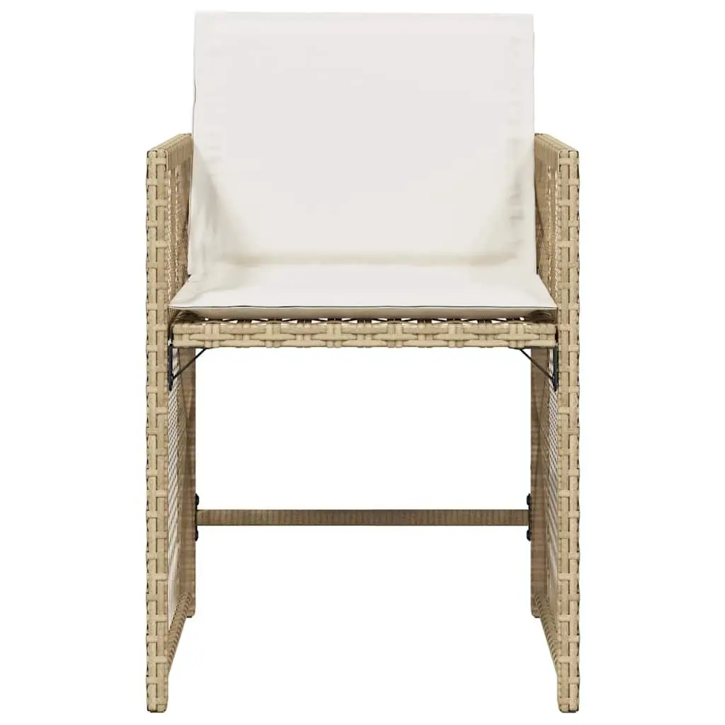 Outdoor Garden Chairs Set 4 Piece Beige Poly Rattan Cushions Patio Seating