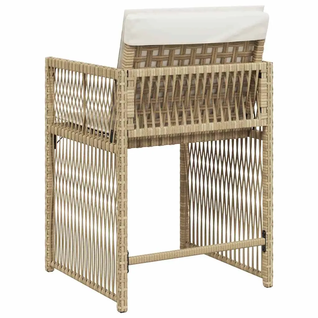 Outdoor Garden Chairs Set 4 Piece Beige Poly Rattan Cushions Patio Seating