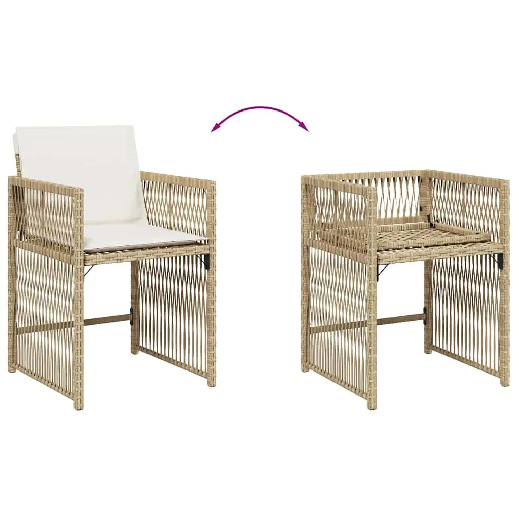 Outdoor Garden Chairs Set 4 Piece Beige Poly Rattan Cushions Patio Seating