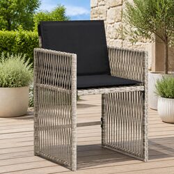 4-Piece Outdoor Garden Chairs Set - Grey Poly Rattan