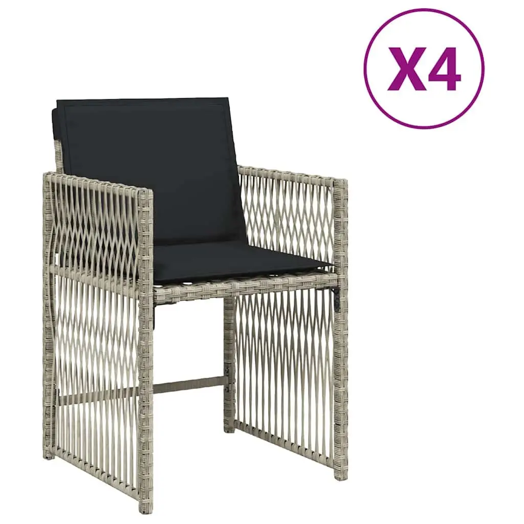 Outdoor Garden Chairs 4 Piece Grey Poly Rattan with Cushions