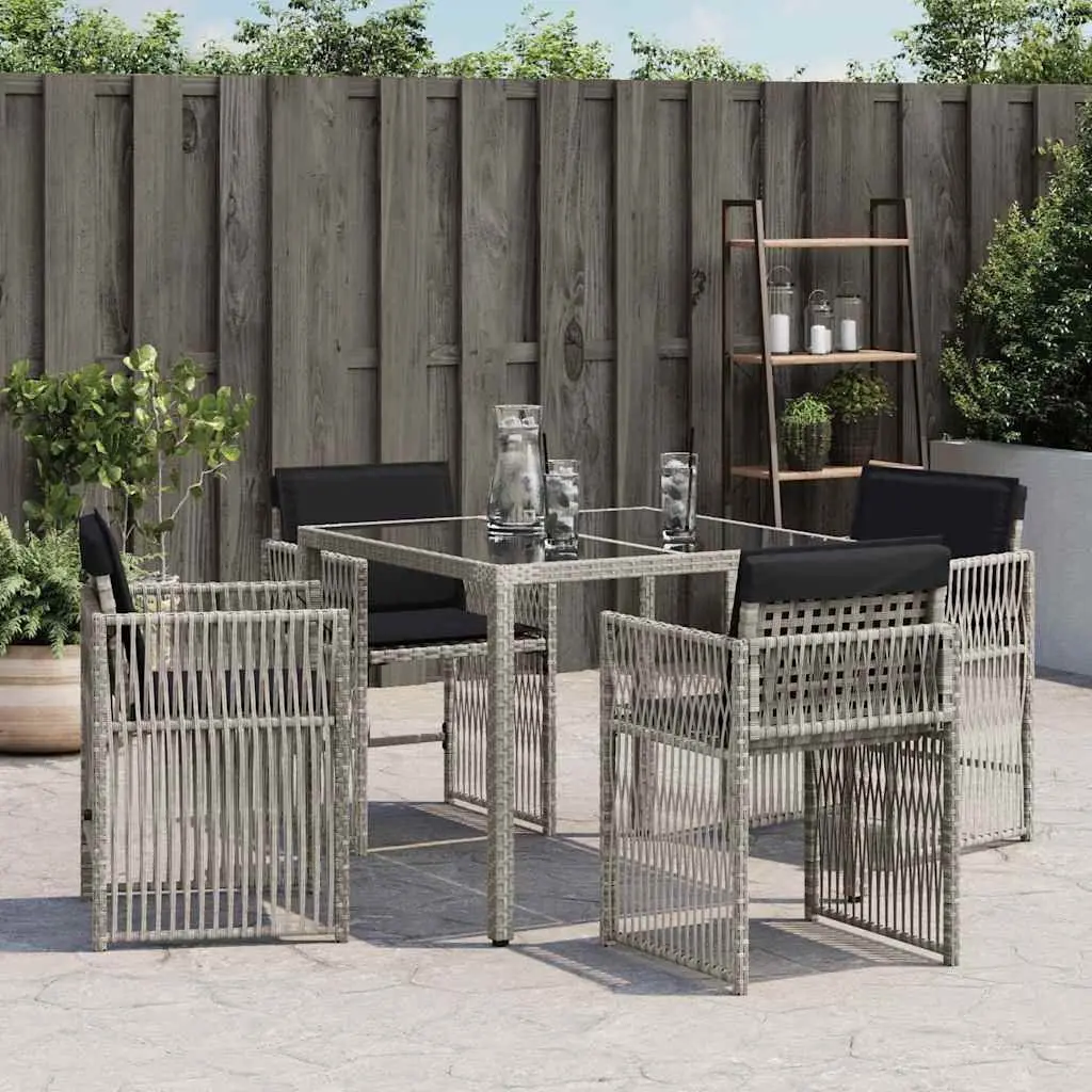 Outdoor Garden Chairs 4 Piece Grey Poly Rattan with Cushions